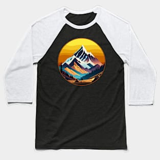 Mountain and Trees Design Baseball T-Shirt